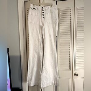 Judy Blue Jeans White Hi-Rise Buttonfly Flare Fit Size 7
